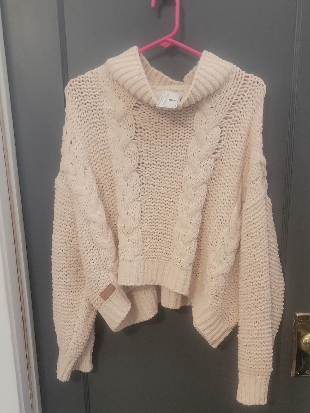 Simply Southern Cream Cable-Knit Turtleneck Sweater